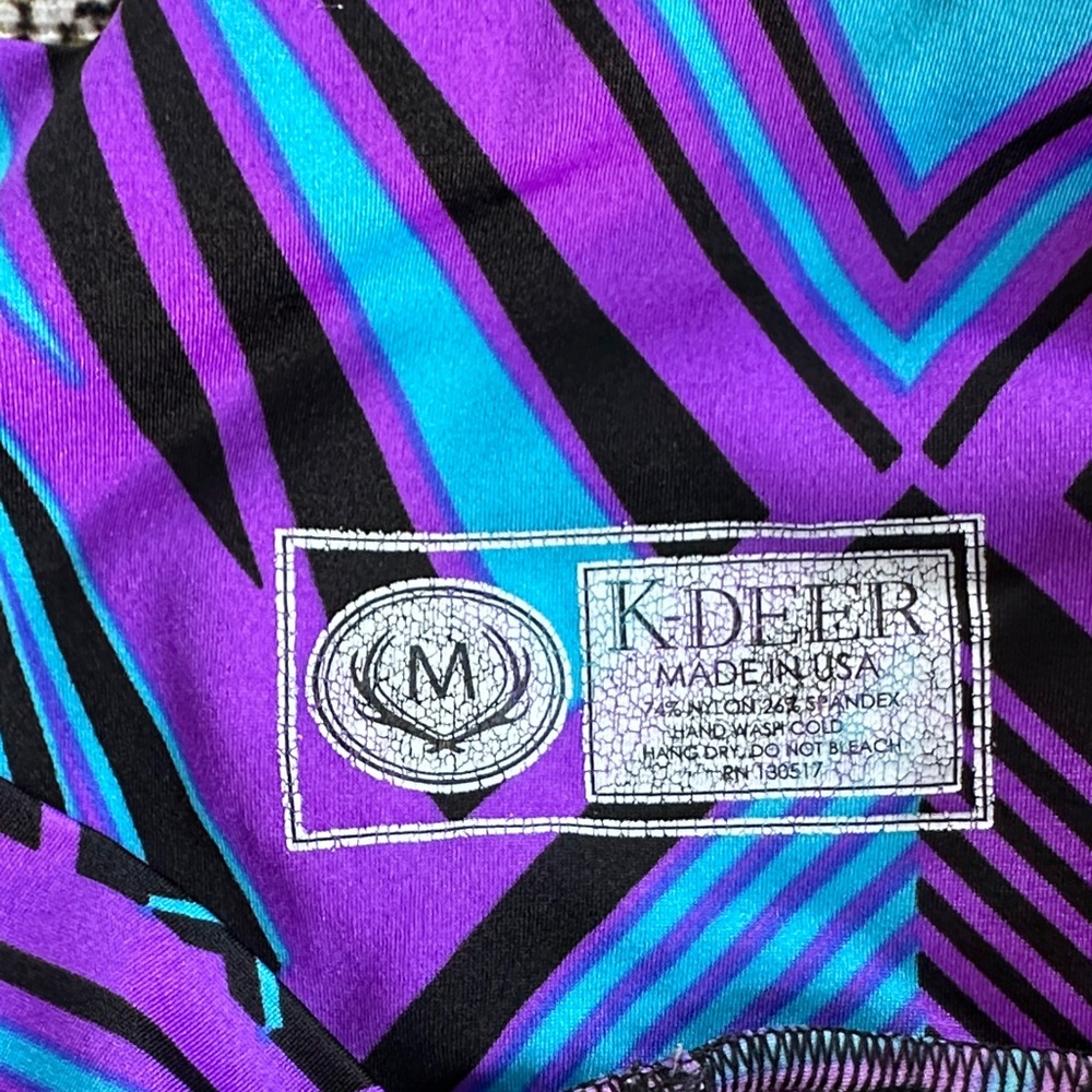K-DEER Purple and Blue geometric leggings - Picture 2 of 5